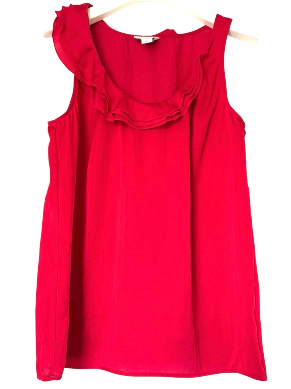 LOFT Red Ruffle Scoop Sleeveless Blouse - Size Medium